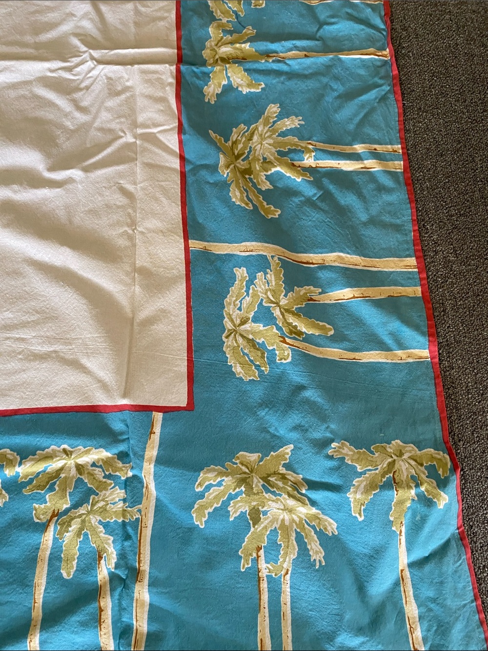 Vintage Palm Tree Print cotton  tablecloth 54” x54” - Picture 3 of 4